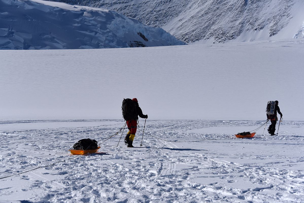 05A We Carry A Light Knapsack And Drag Our Sled With Our Duffle Bag As We Start The Climb From Mount Vinson Base Camp To Low Camp